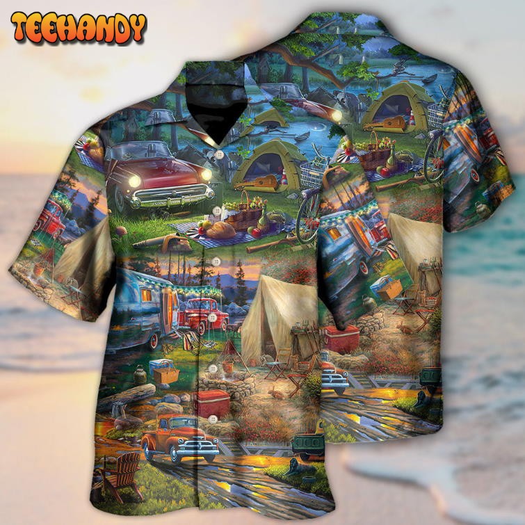 Camping Happy Night With Caravans Hawaiian Shirt