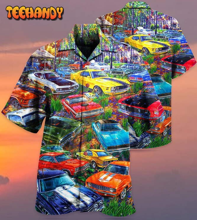 Car In The Garden Colorful Style Hawaiian Shirt