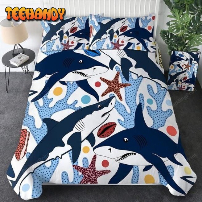 Cartoon Shark Pattern Bed Sheets Duvet Cover Bedding Sets