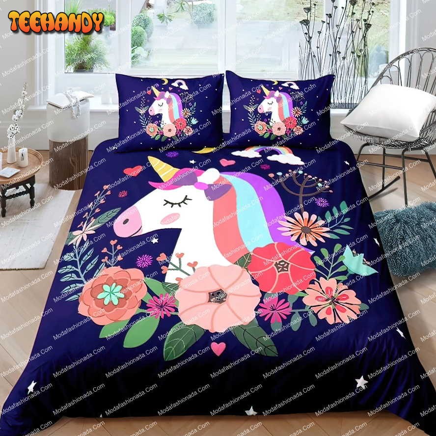 Cartoon Unicorn Pink Cute For Girls Bedding Sets