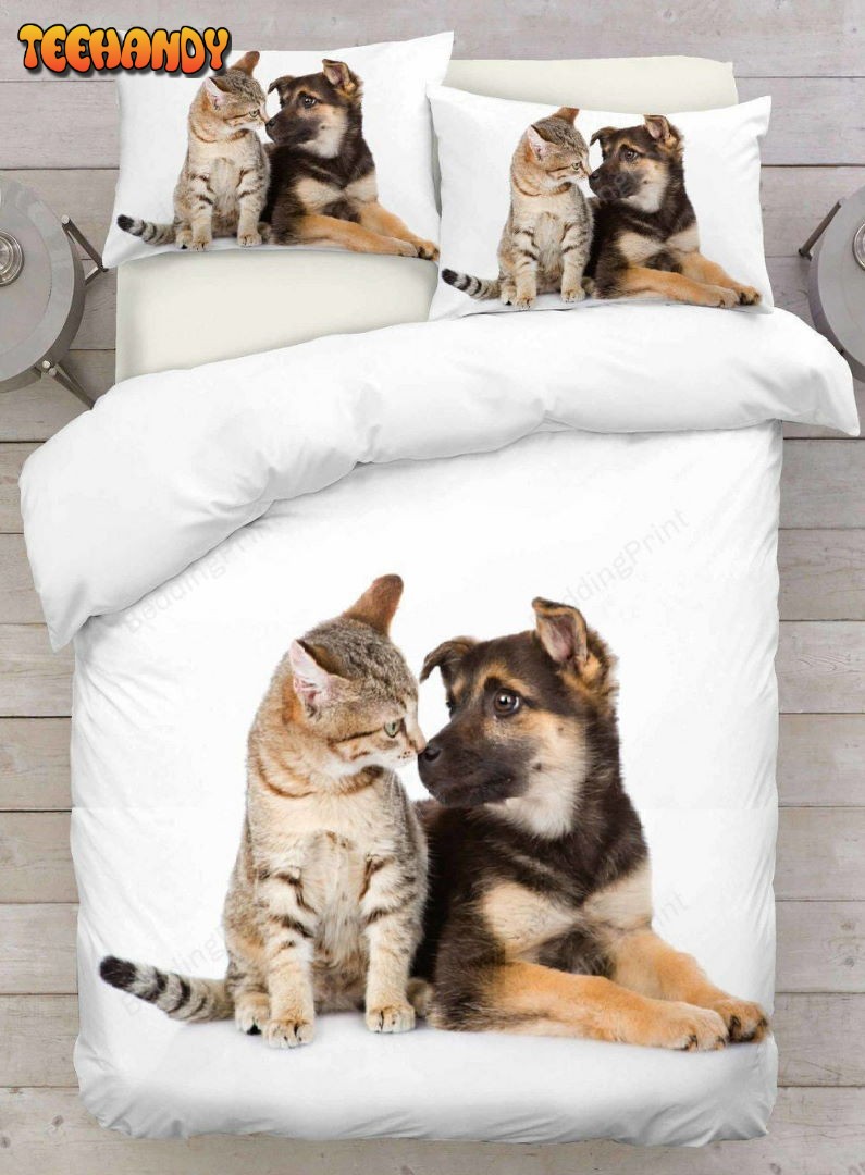 Cat And Dog Friendship Bedding Set Duvet Cover Bedding Sets