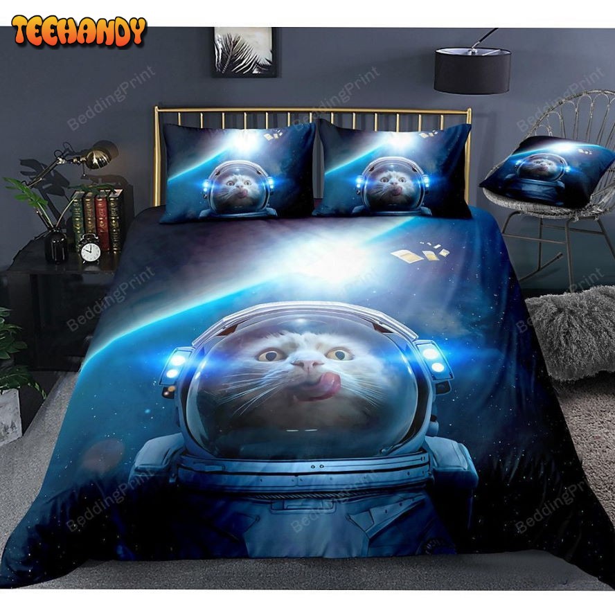 Cat Astronaut Spread Duvet Cover Bedding Sets