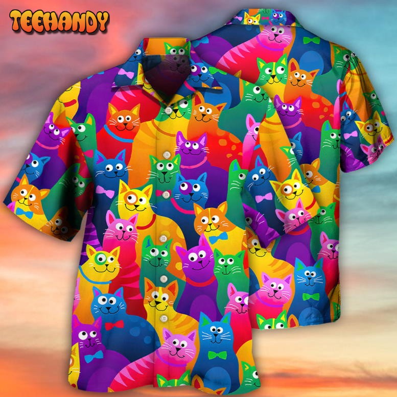 Cat Funny Colorful Style Hawaiian Shirt