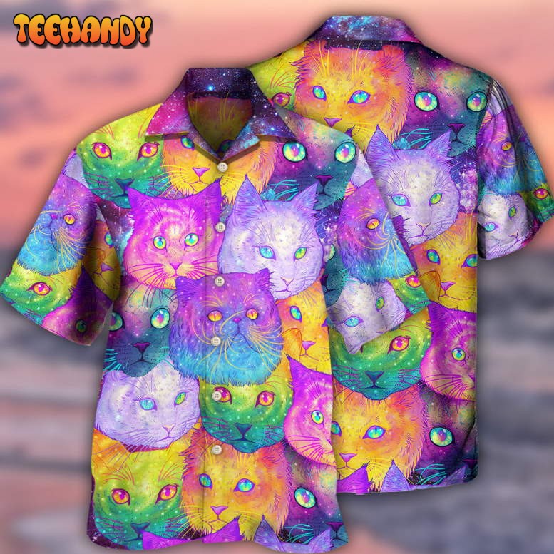 Cat Galaxy Colorful Cool Style Hawaiian Shirt