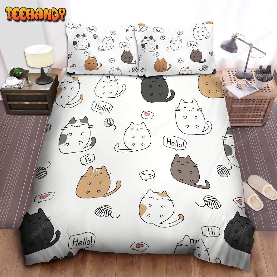 Cat Hello Bed Sheets Duvet Cover Bedding Sets