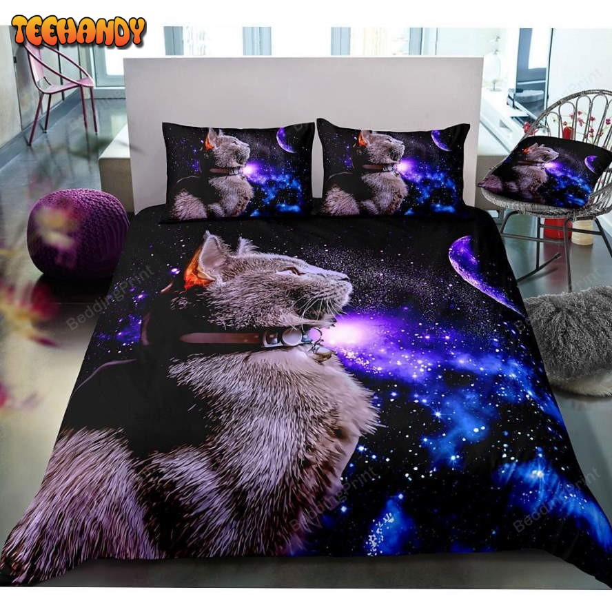 Cat In Galaxy Space Bedding Set