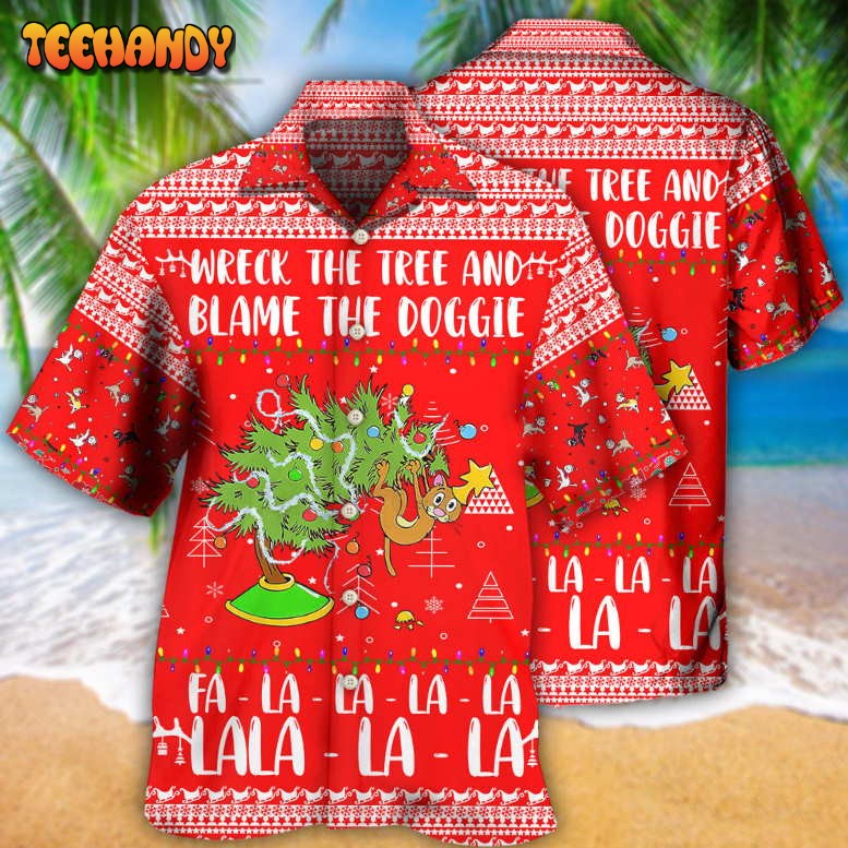 Cat Wreck The Tree Christmas Red Style Hawaiian Shirt