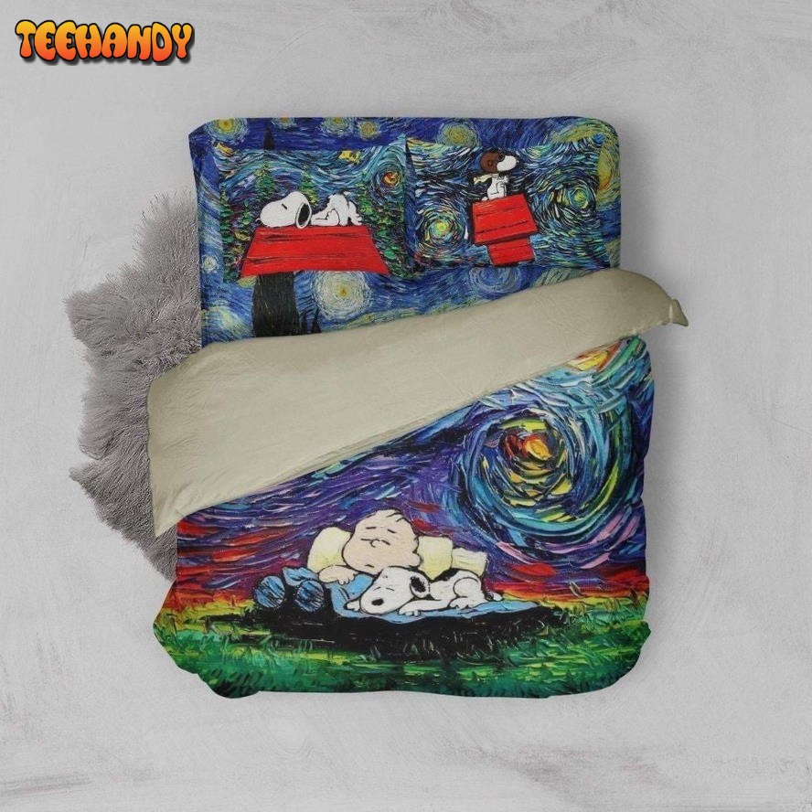 Charlie Brown And Snoopy Woodstock Art Bedding Set