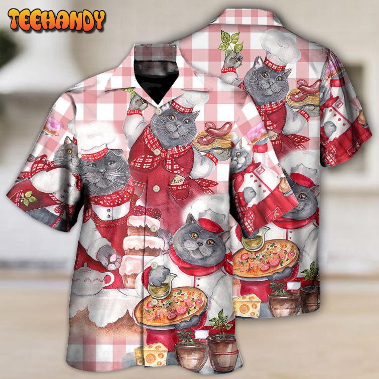 Chef Cute Black Cat Cooking Hawaiian Shirt