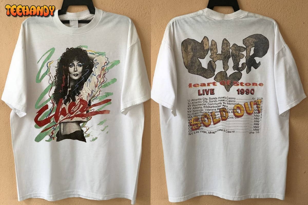 Cher Heart of Stone Live 1990 Sold Out Concert T-Shirt, Cher Tour 1990 T-Shirt