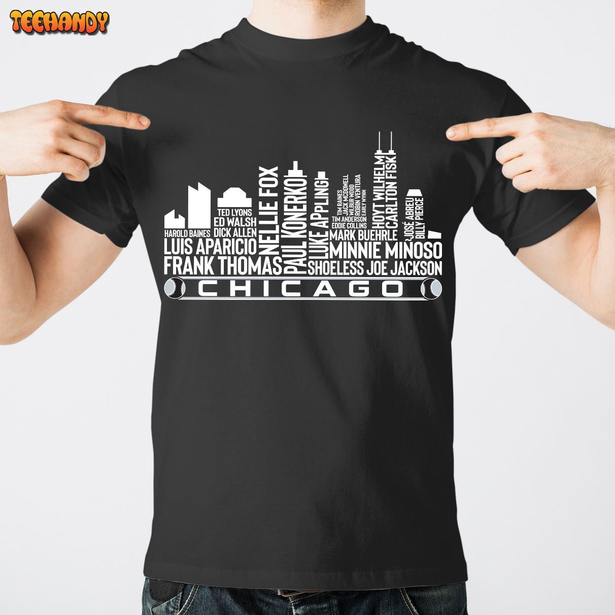 Chicago Baseball Team All Time Legends, Chicago City Skyline Unisex T Shirt