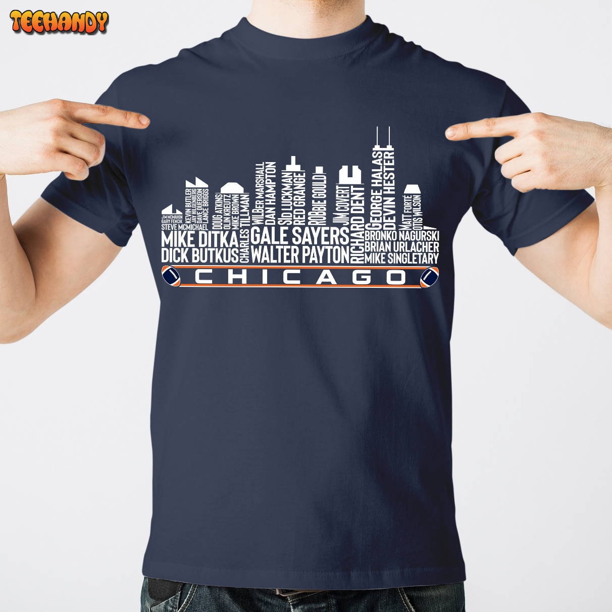 Chicago Football Team All Time Legends, Chicago City Skyline Unisex T Shirt