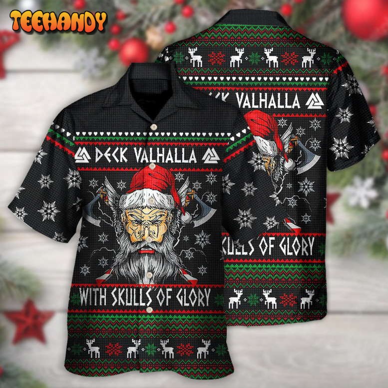 Christmas Deck Valhalla With Skull Of Glory Hawaiian Shirt