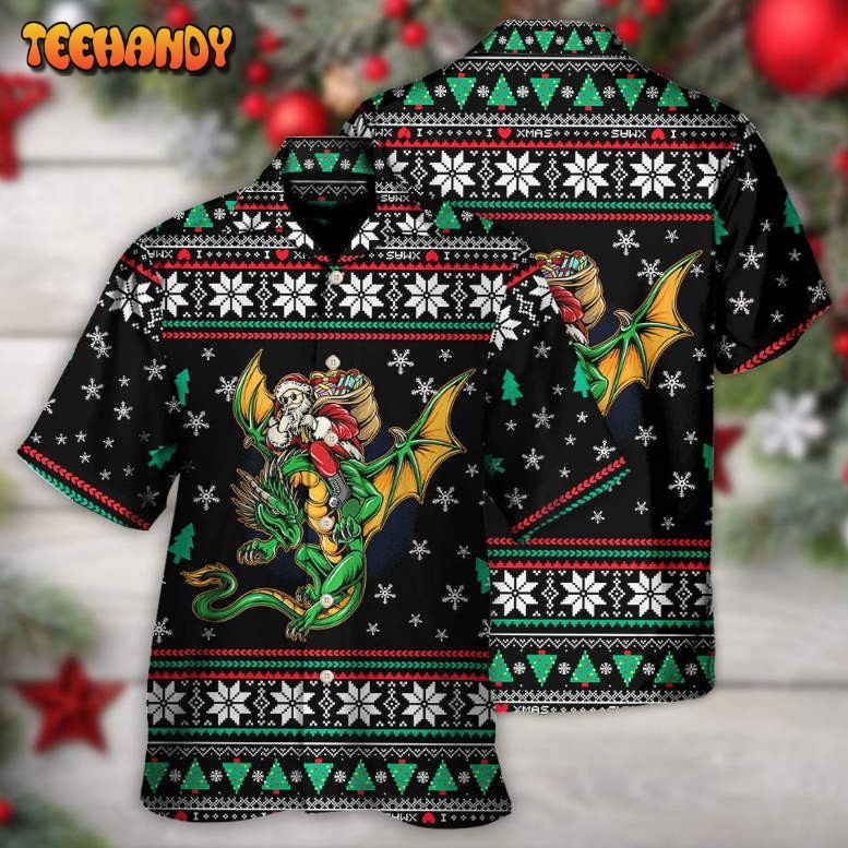 Christmas Santa Claus With Dragon Hawaiian Shirt