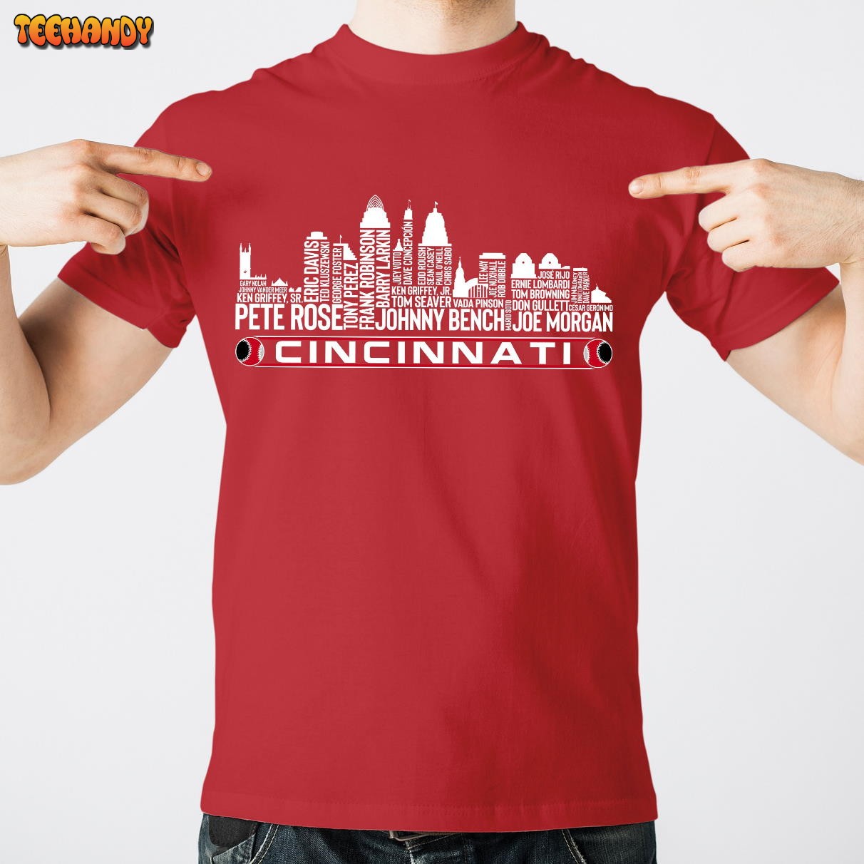 Cincinnati Baseball Team All Time Legends, Cincinnati City Skyline Unisex T Shirt