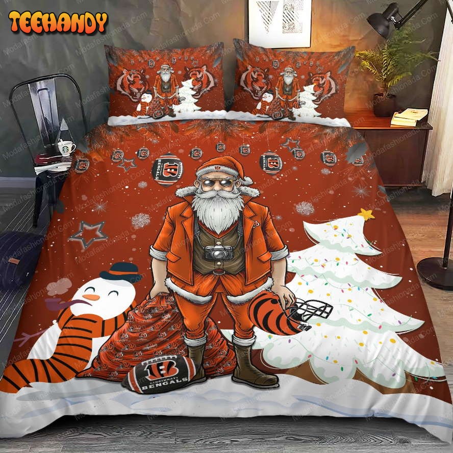 Cincinnati Bengals Christmas Santa Claus Bedding Sets