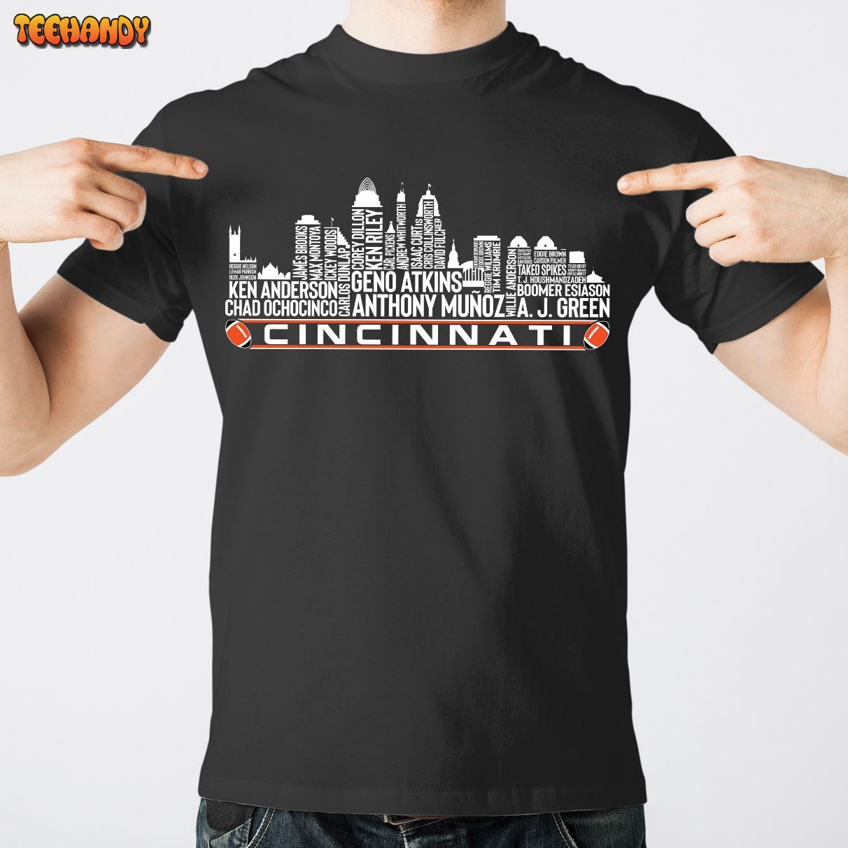 Cincinnati Football Team All Time Legends, Cincinnati City Skyline Unisex T Shirt