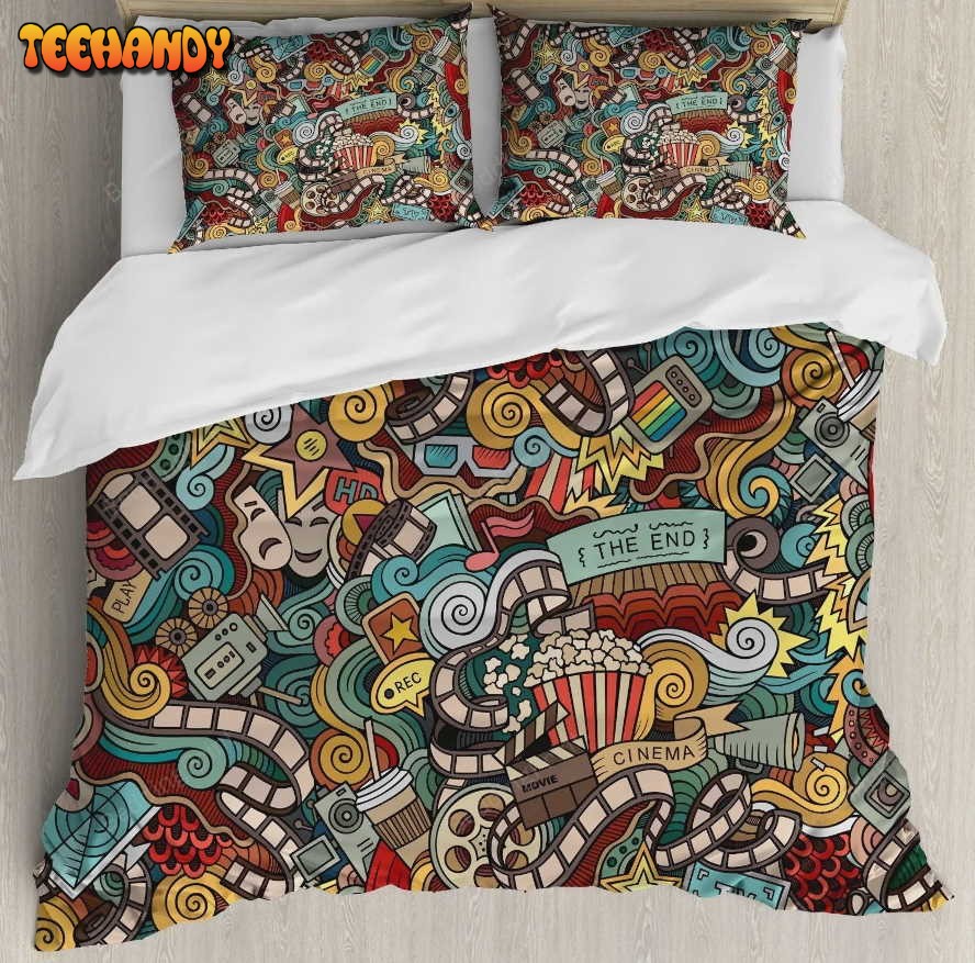 Cinema Items Popcorn Decorative Bedding Set