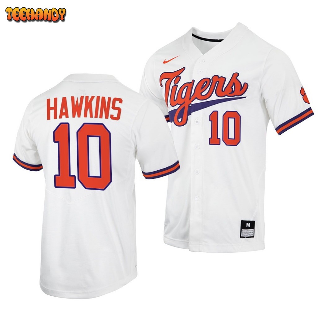 Clemson Tigers Bryar Hawkins College Baseball Jersey White