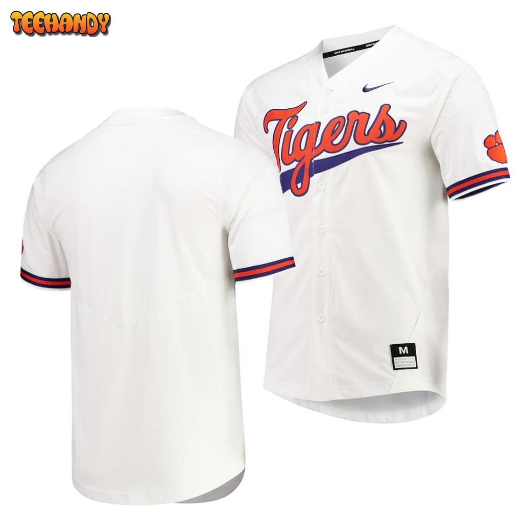 Clemson Tigers White Elite Custom College Baseball Jersey - Tee