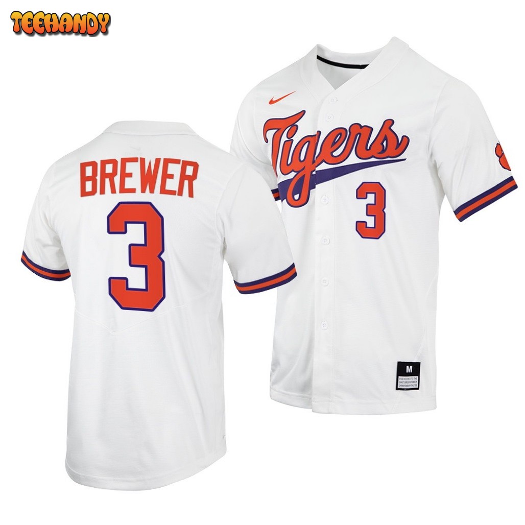 Clemson Tigers Dylan Brewer College Baseball Jersey White