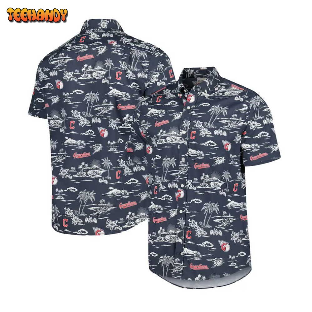 Cleveland Guardians Navy Kekai Performance Hawaiian Shirt