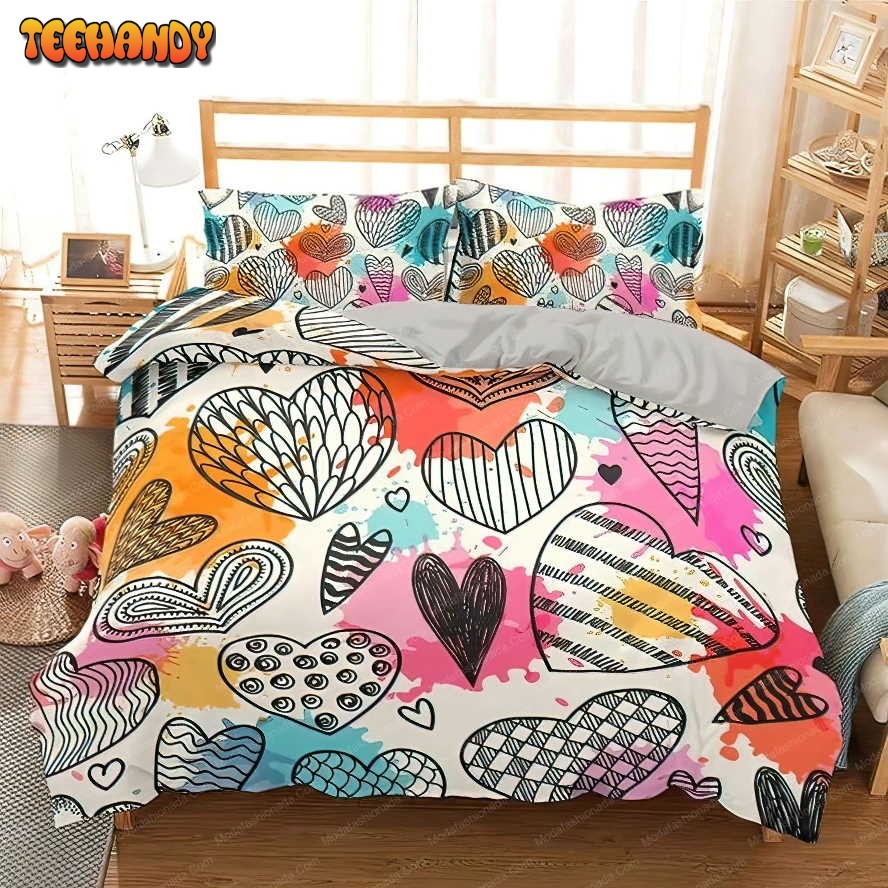 Color Rainbow Love Heart Bedding Sets