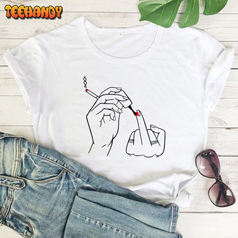 Colored Middle Finger Nail Polish Shirt