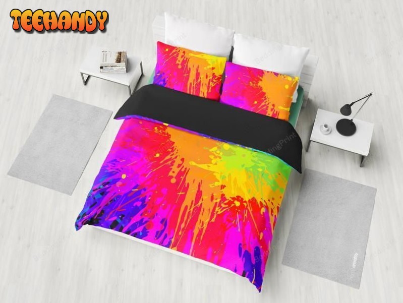 Colorful Abstract Art Paint Splatter Duvet Cover Bedding Set