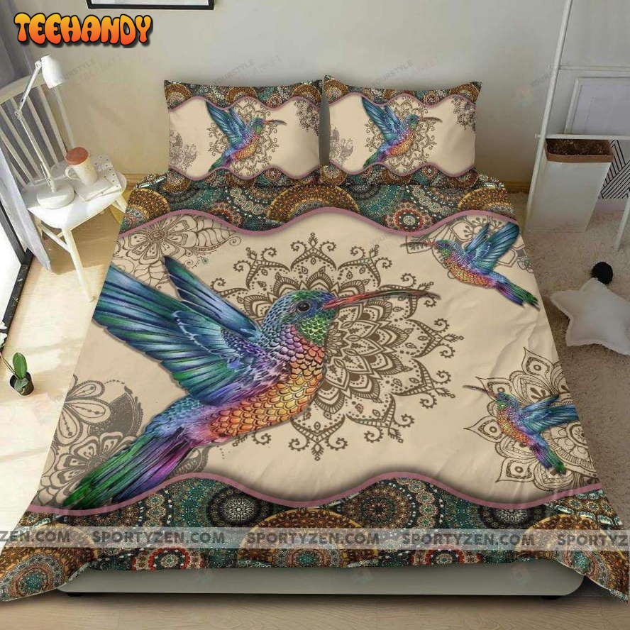 Colorful Hummingbird Mandala Bedding Set