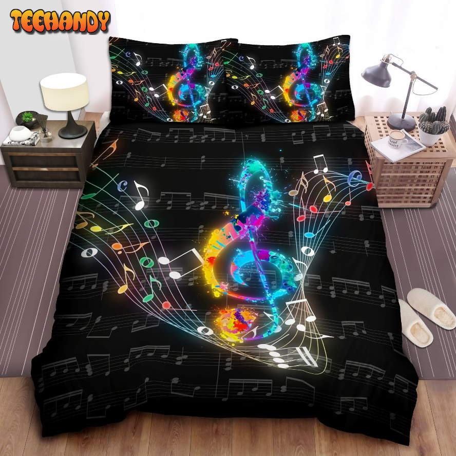 Colorful Magical Music Notes Duvet Cover Bedding Set