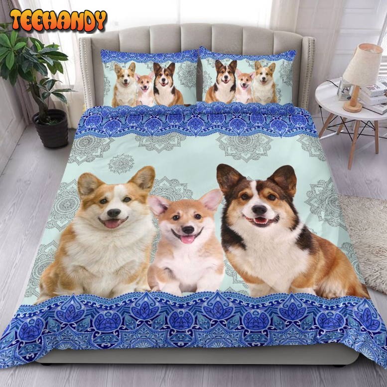 Corgi Dog And American Flag Bedding Set