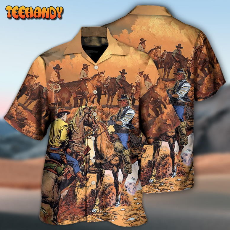 Cowboy Western Riding Horse Hawaiian Shirt