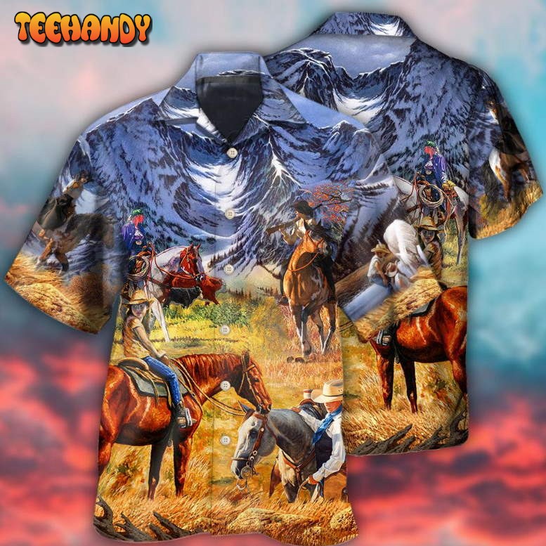 Cowgirl Mountain At Sunset Hawaiian Shirt