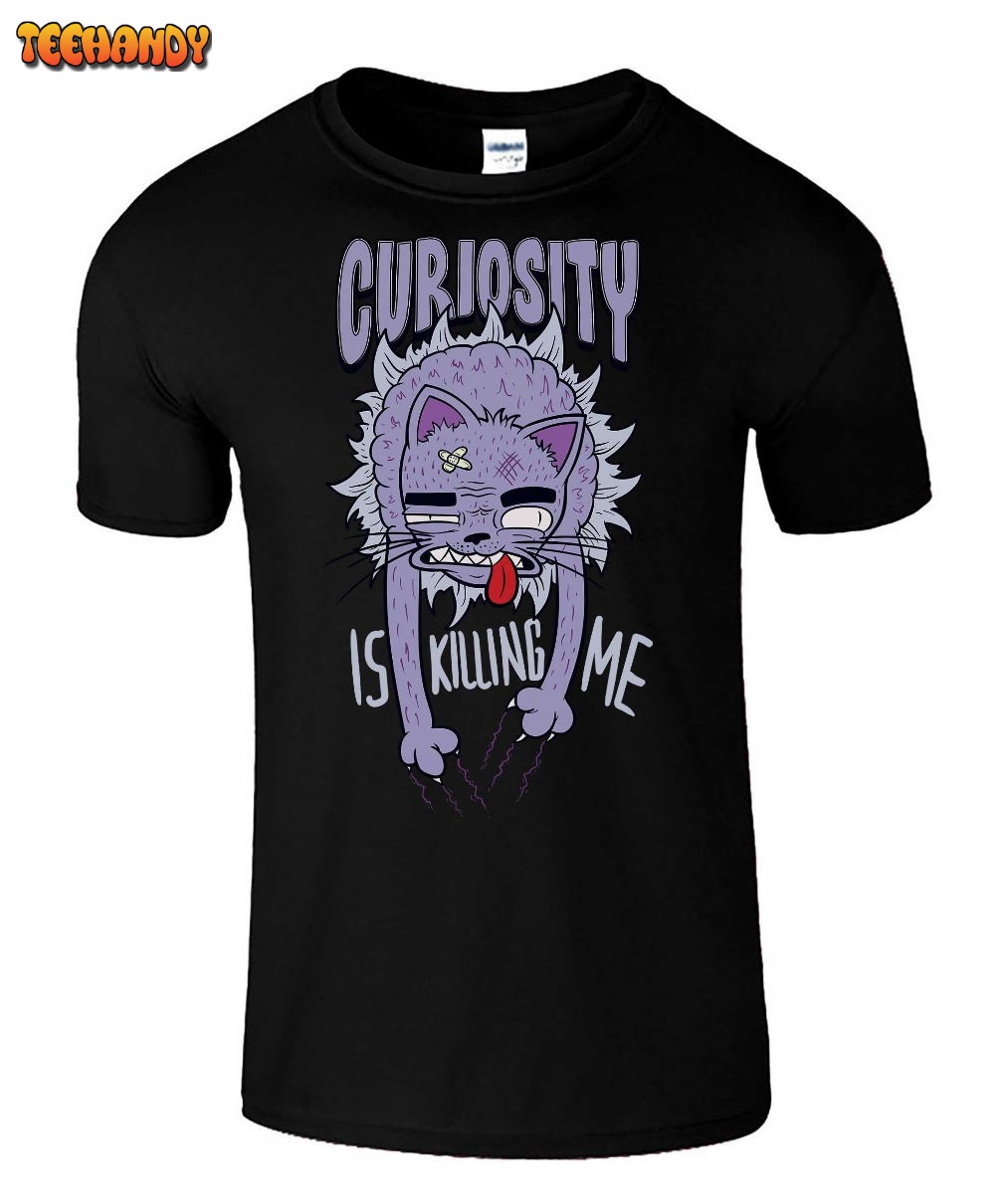 Curiosity Is Killing Me T-Shirt Mens Funny Cat Shirt