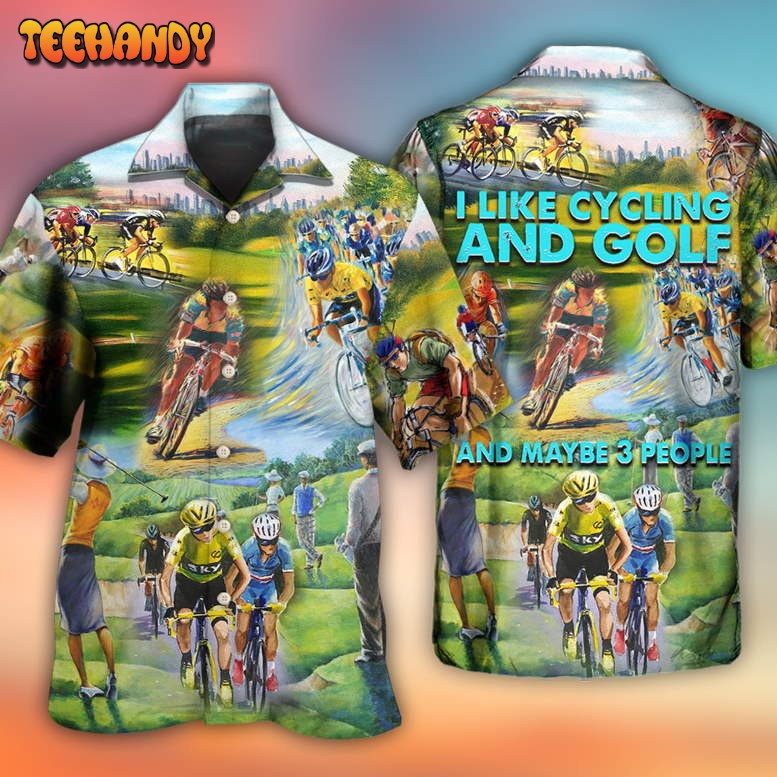 Cycling And Golf Lover Abstract Painting Hawaiian Shirt