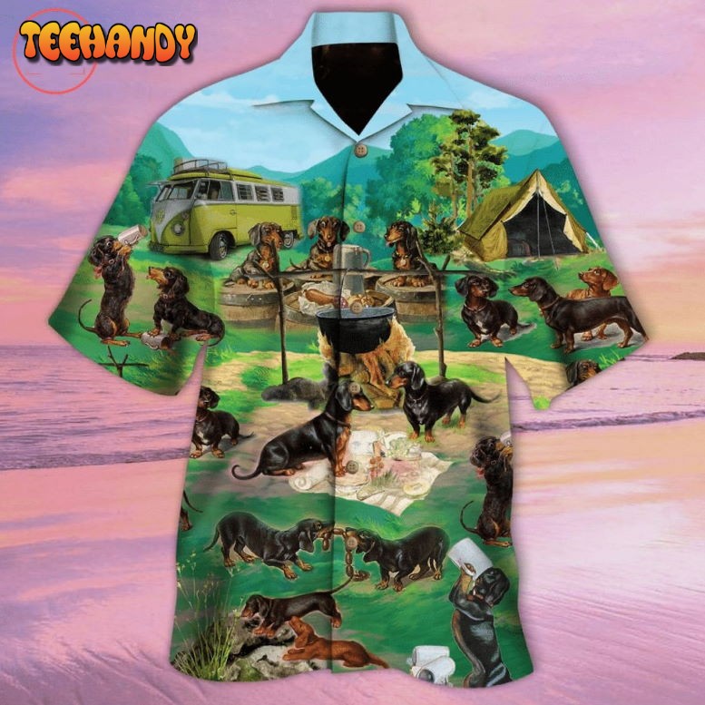 Dachshunds Go Camping Hawaiian Shirt