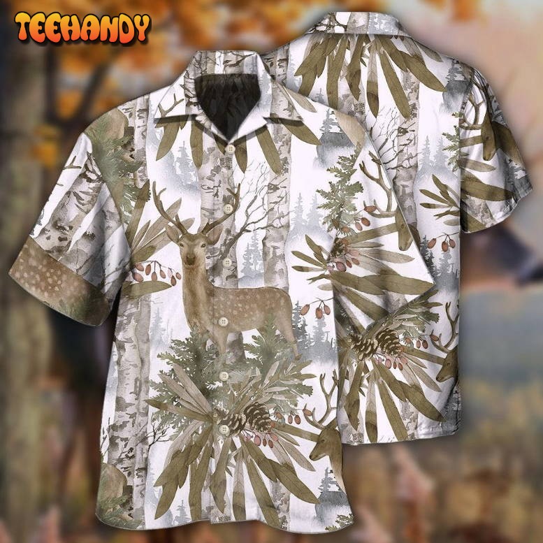 Deer Forest Art Style Hawaiian Shirt