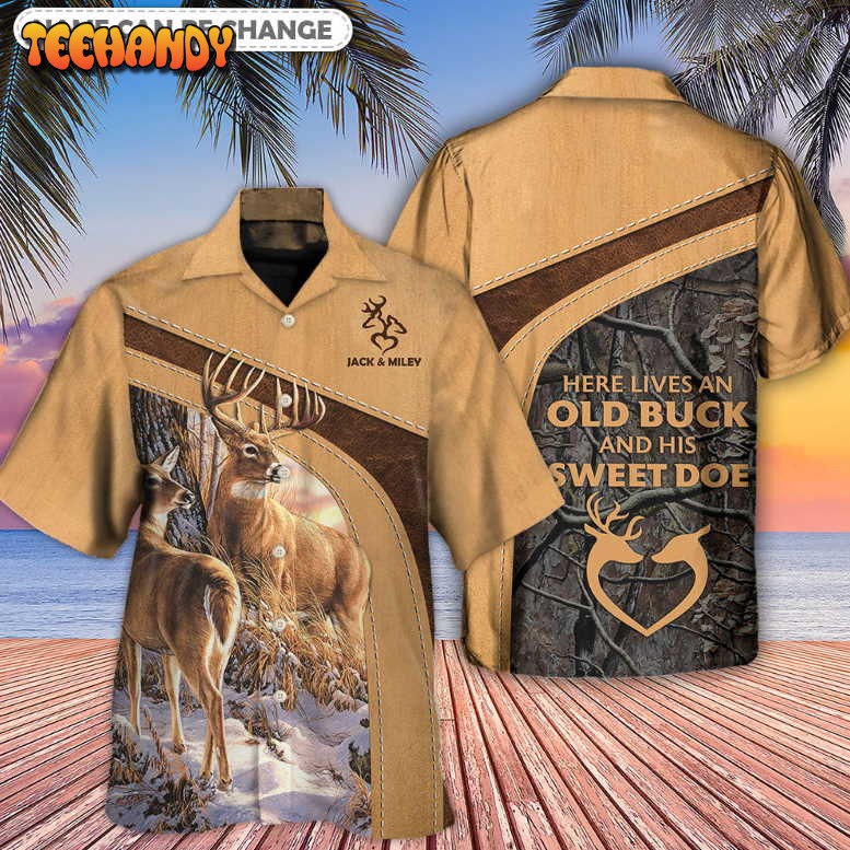 Deer Here Lives An Old Buck And His Sweet Doe Personalized Hawaiian Shirt