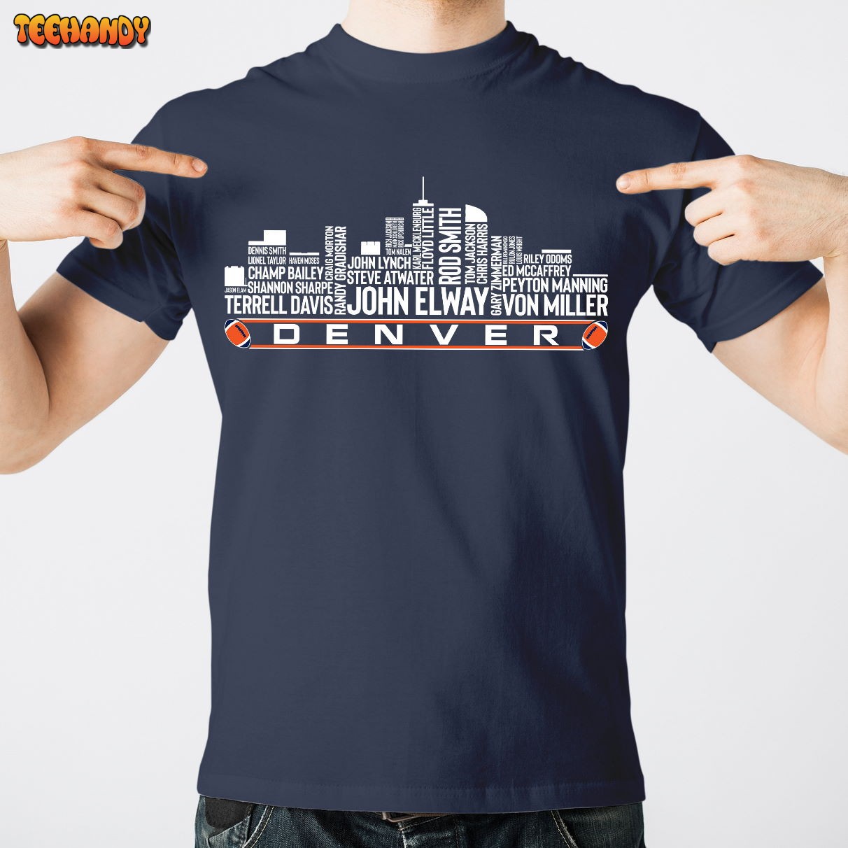 Denver Football Team All Time Legends, Denver City Skyline Unisex T Shirt