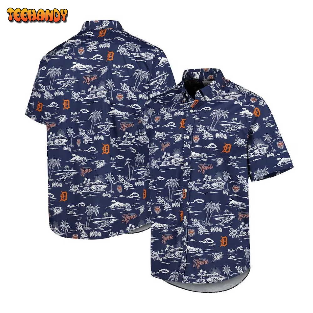 Detroit Tigers Navy Kekai Performance Hawaiian Shirt