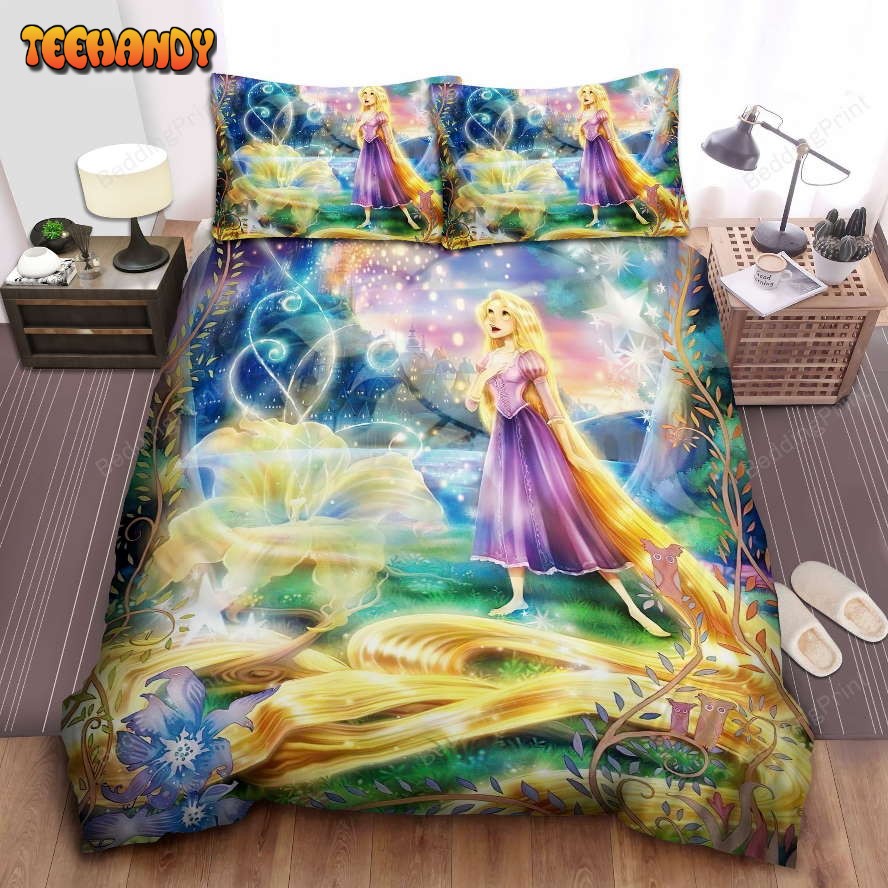 Disney Princess Rapunzel Singing In Sparkling Starry Night Bedding Sets