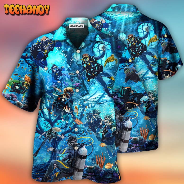 Diving Under The Sea Art Style Hawaiian Shirt