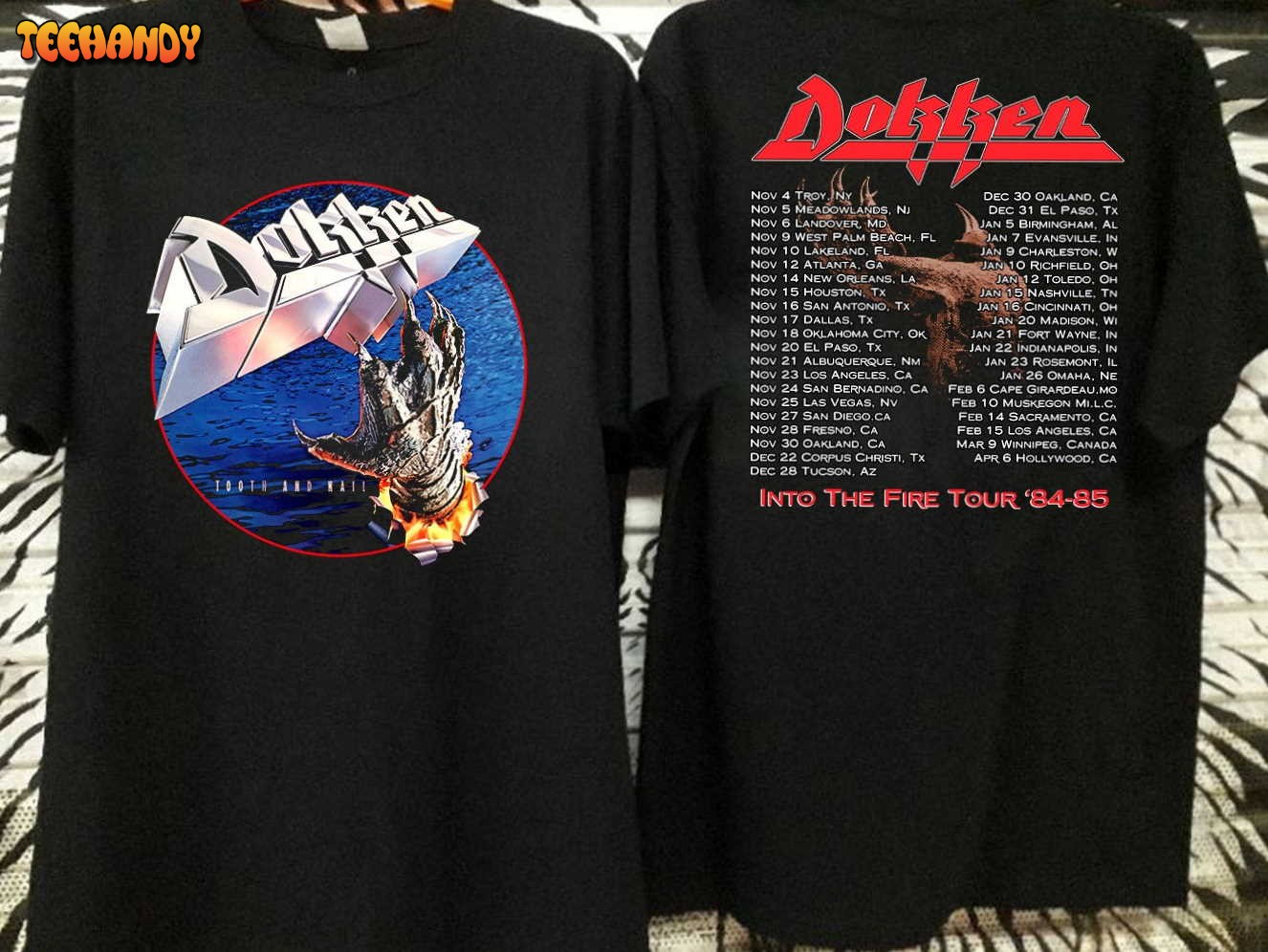 Dokken Tooth and Nail Into The Fire Tour ’84-85 T-Shirt, Dokken Tour 1984 T-Shirt