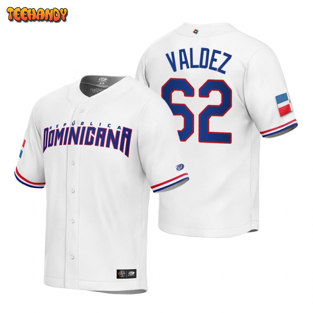 Dominican Republic Cesar Valdez White Replica 2023 World Baseball Classic Jersey