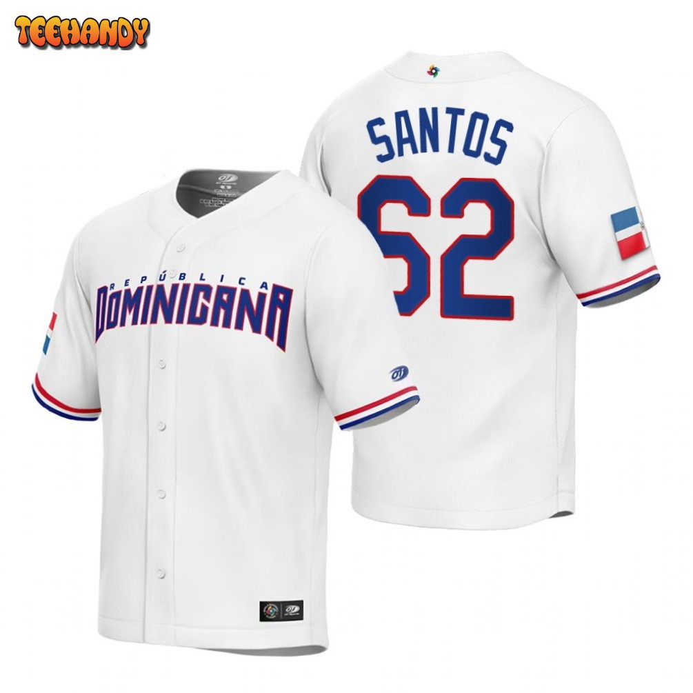 Dominican Republic Enyel De Los Santos White 2023 World Baseball Classic Jersey