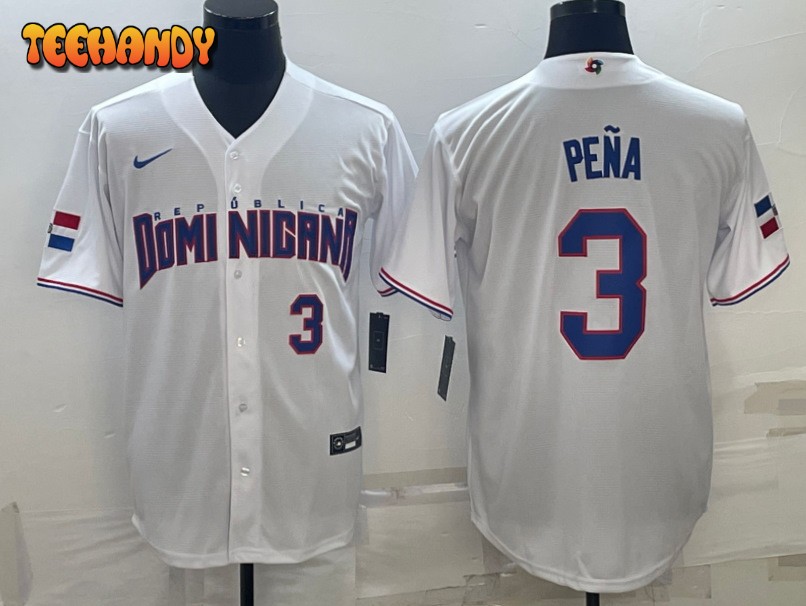 Dominican Republic Jeremy Pena White Royal Replica 2023 World Baseball Classic Jersey