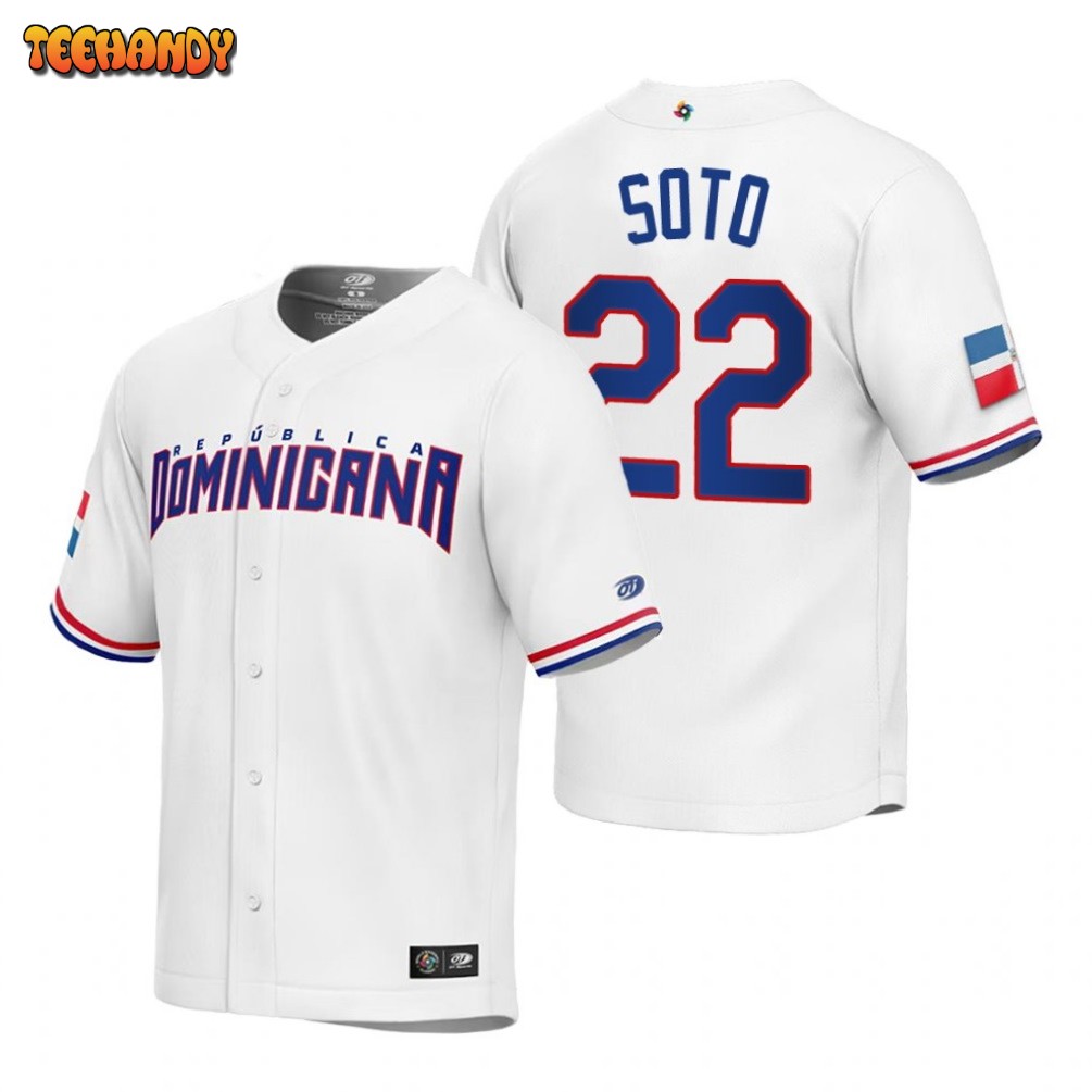 Dominican Republic Juan Soto White Replica 2023 World Baseball Classic Jersey