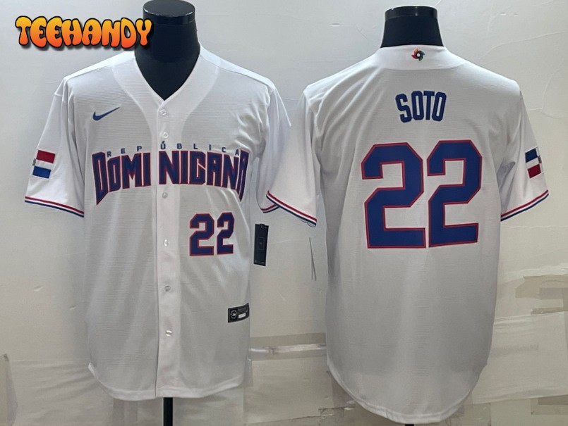 Dominican Republic Juan Soto White Royal Replica 2023 World Baseball Classic Jersey