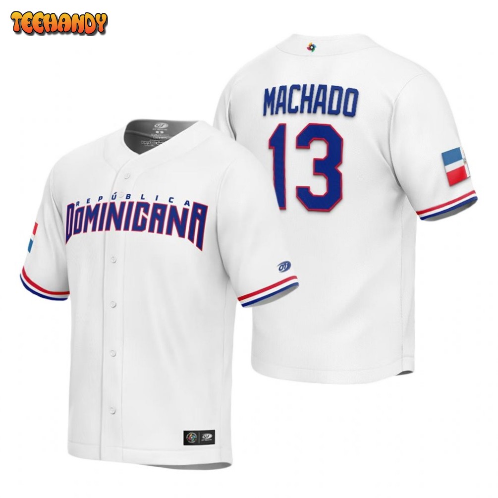 Dominican Republic Manny Machado White Replica 2023 World Baseball Classic Jersey